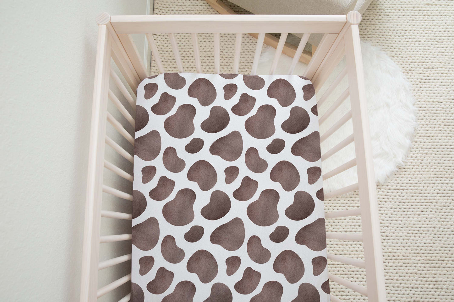 Cow Crib Sheet, Farm Nursery Bedding - Lovely Farm