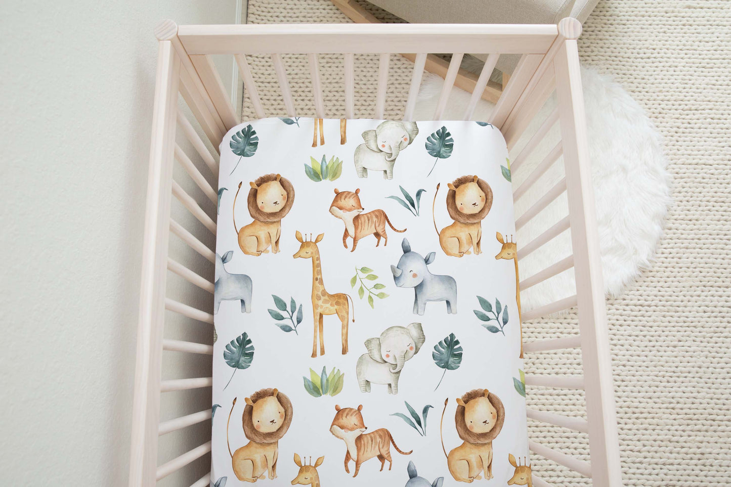 Safari Animals Crib Sheet, Jungle Nursery Bedding - Baby Africa