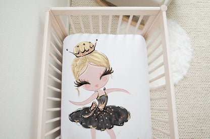 Ballerina Personalized Crib Sheet, Ballet Nursery Bedding - Sweet Ballet