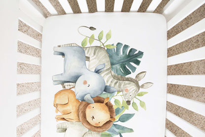 Safari Animals Crib Sheet, Jungle Nursery Bedding - Baby Africa