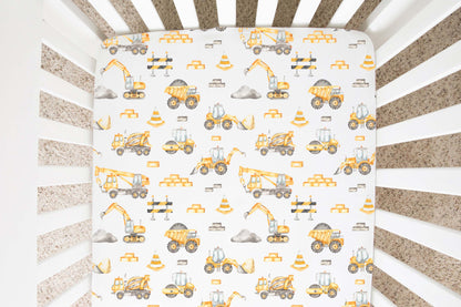 Construction Crib Sheet, Construction trucks Nursery Bedding - Under construction