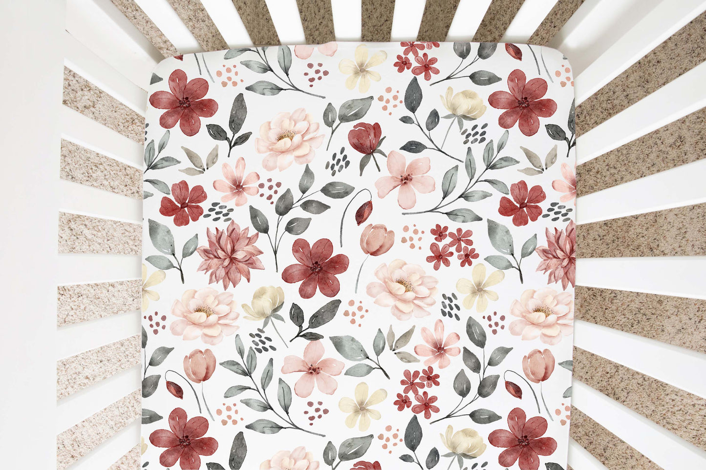 Peonies Crib Sheet, Floral Nursery Bedding- Peonies Garden