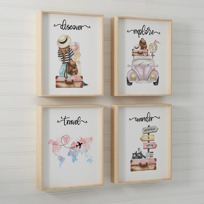 Explore Wall Art, Travel Nursery Prints Set of 4