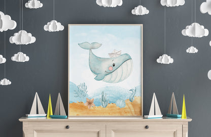 Under the Sea Wall Art, Ocean Nursery Prints - Set of 4