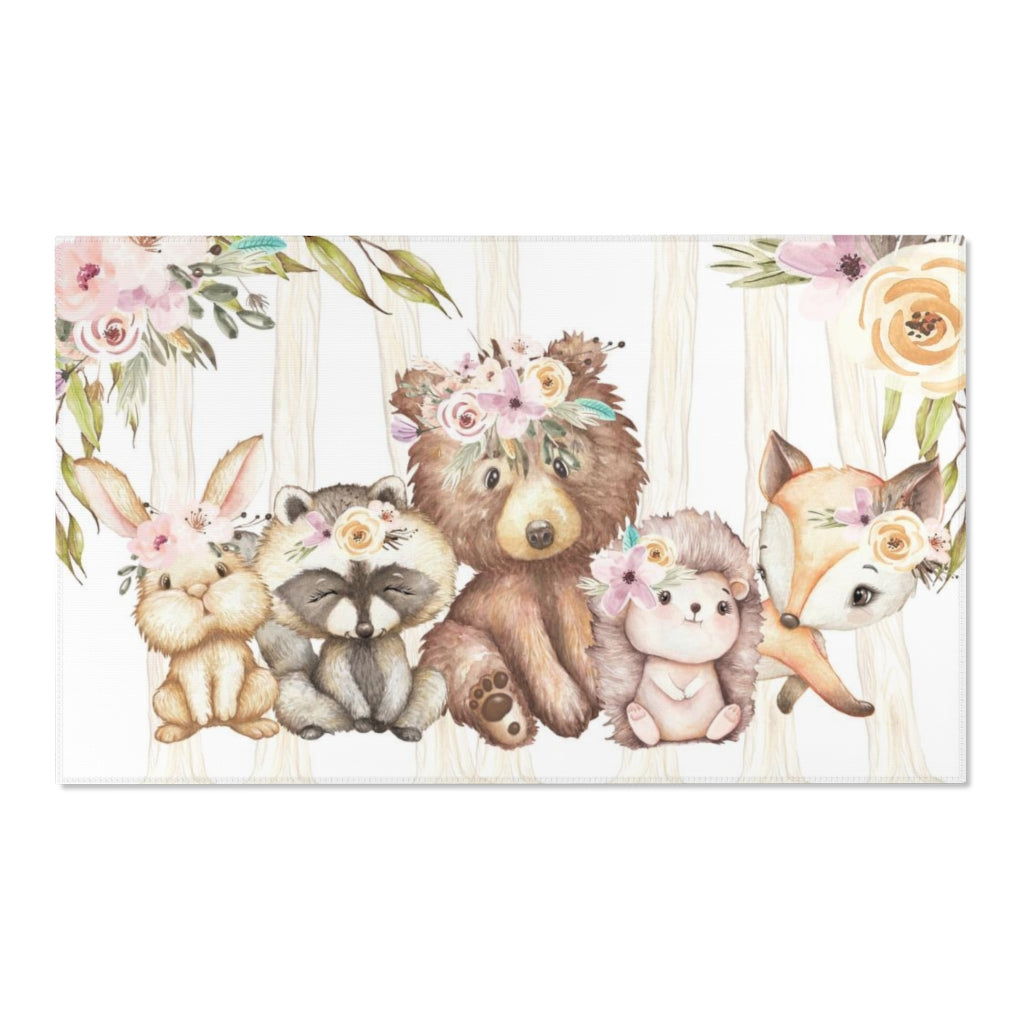 Woodland Nursery Rug, Woodland Animals Nursery Decor - Forest Friends