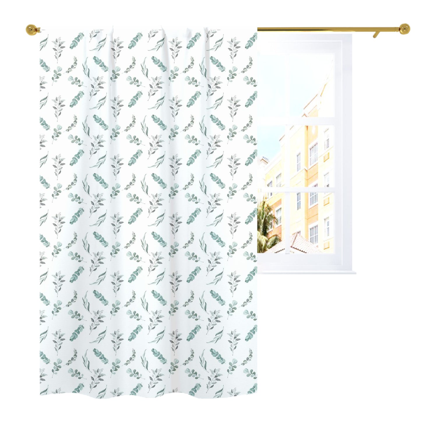 Eucalyptus Curtain, Single Panel, Leaves nursery decor - Greenery Woodland