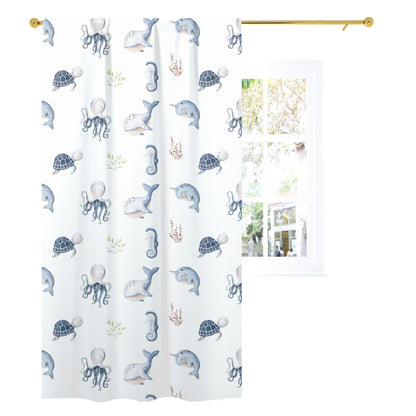 Under the Sea Nursery Curtains Single Panel | Sea Animals Nursery Decor - Little Ocean