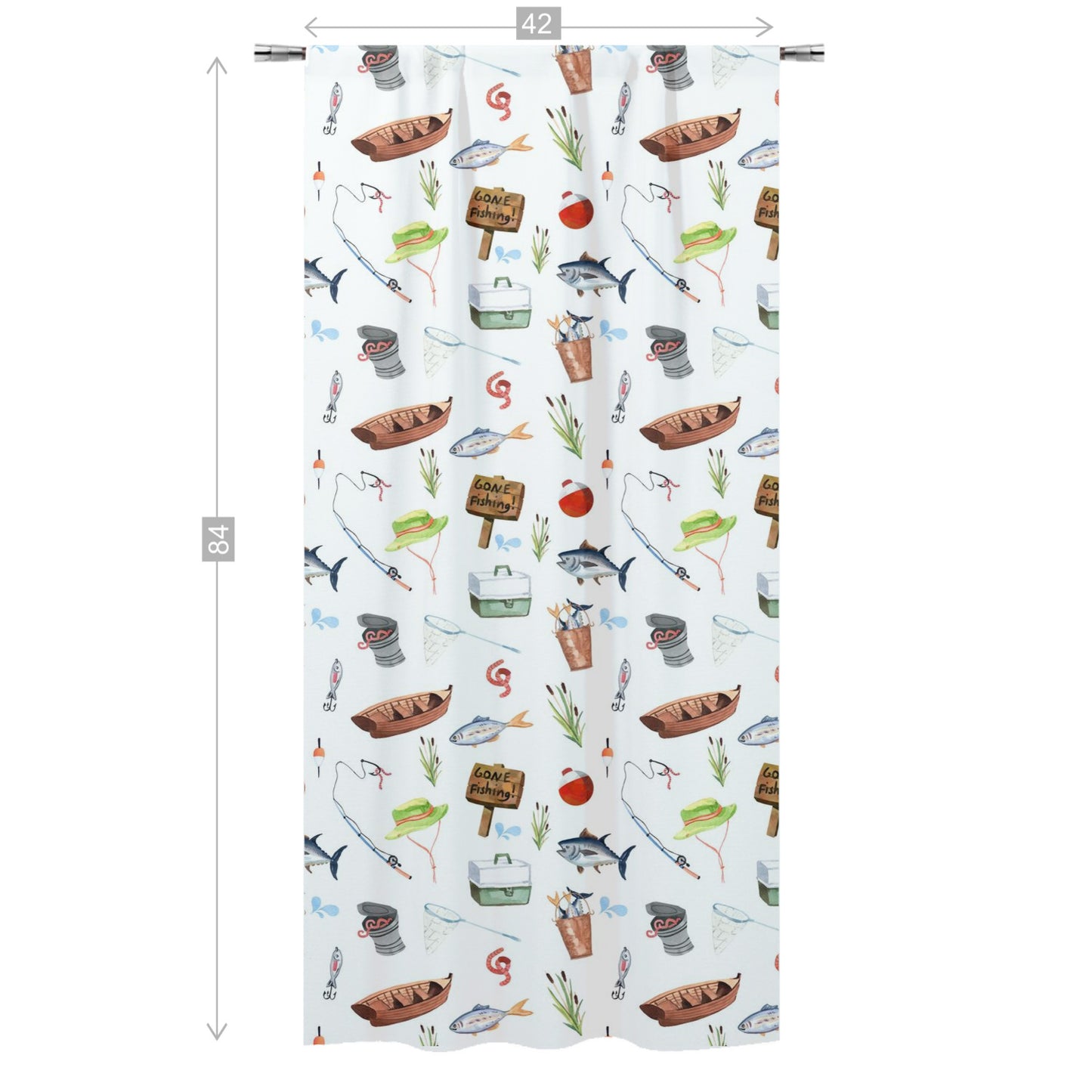 Fishing nursery curtain single panel - Fishing nursery decor - Little fisherman