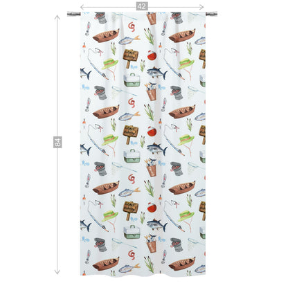 Fishing nursery curtain single panel - Fishing nursery decor - Little fisherman