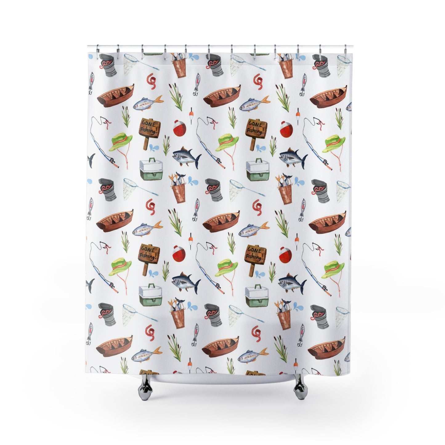 Fishing Shower Curtain,  Fishing bathroom decor - Little Fisherman