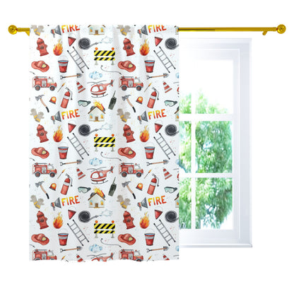 Fireman Curtain, Single Panel, Firefighter nursery decor - Little Hero