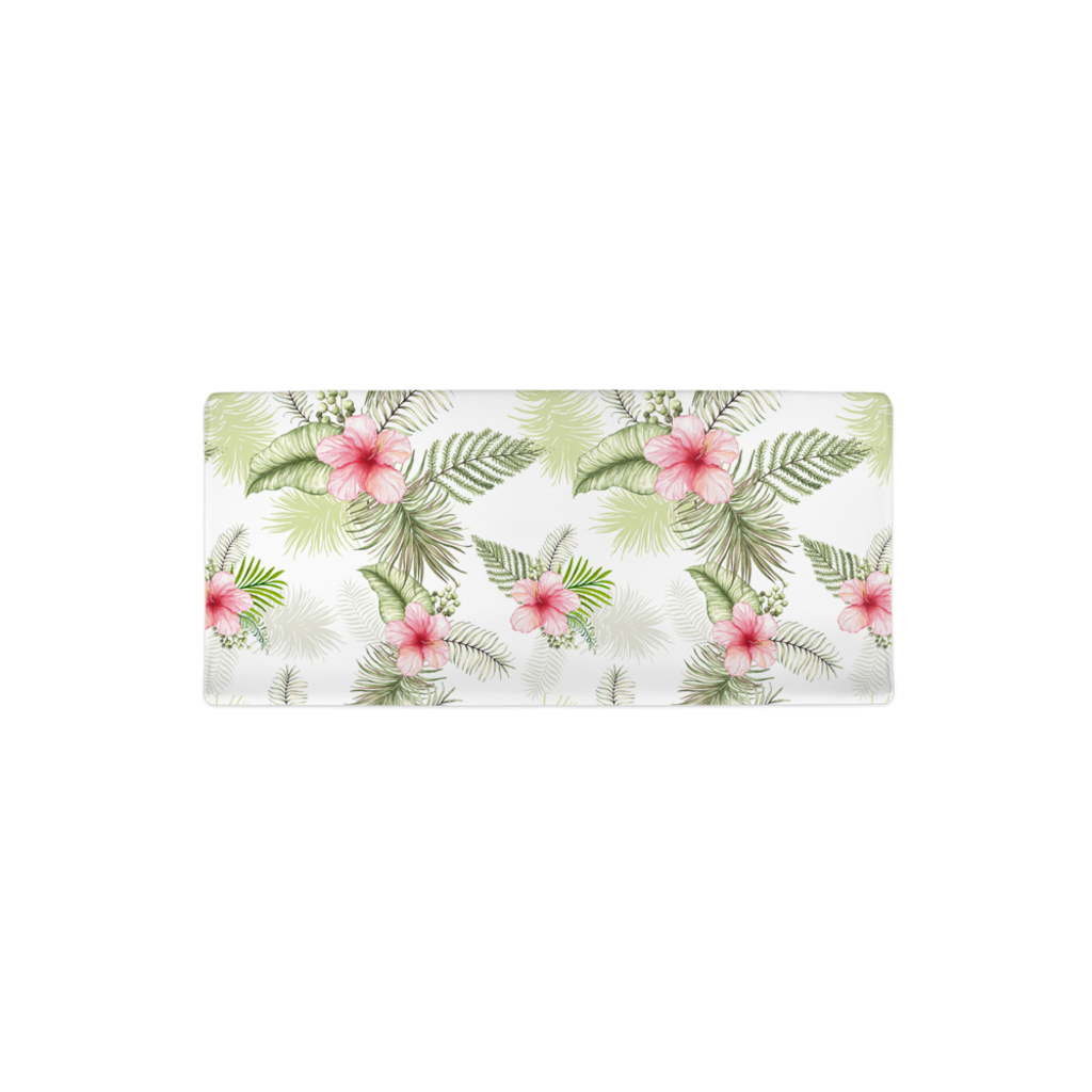 White Tropical Leaves Changing Pad Cover