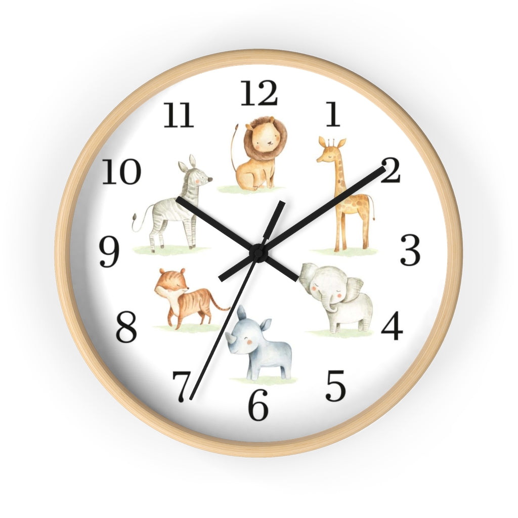 Safari animals clock, Jungle Nursery Decor - Baby Africa