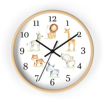 Safari animals clock, Jungle Nursery Decor - Baby Africa