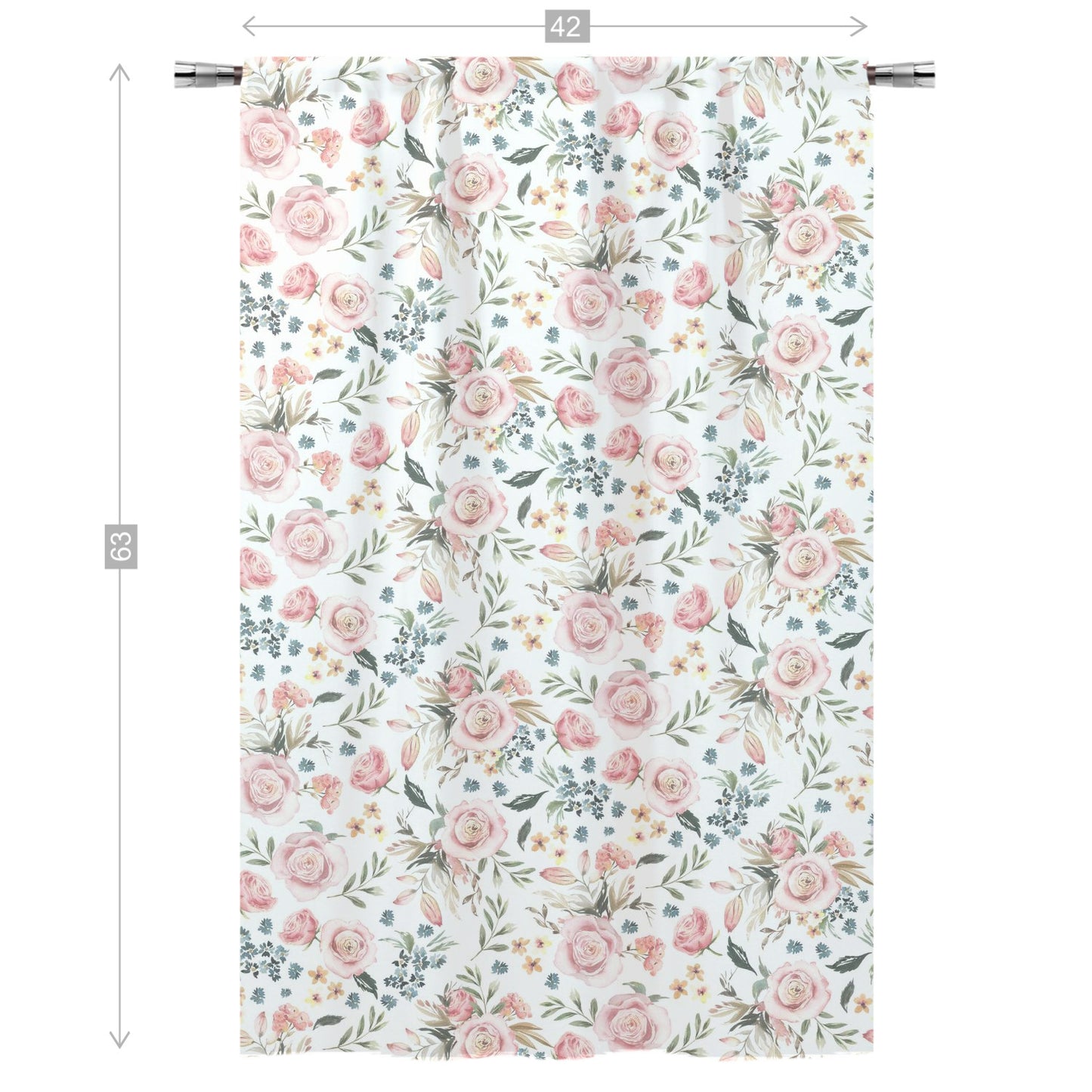 Pink Roses Curtain, Watercolor Floral curtain panels - Candy Rose