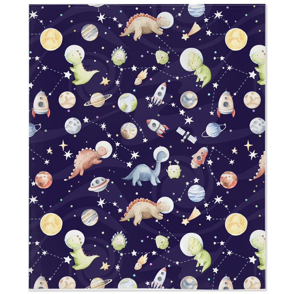 Dinosaurs Space Minky Blanket. Space Nursery Bedding