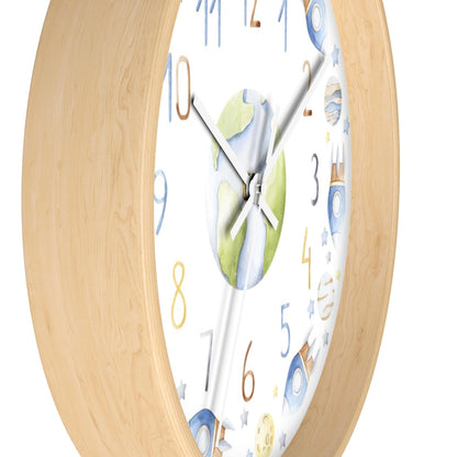 Rockets Wall Clock, Planets Nursery Décor - Outer Space