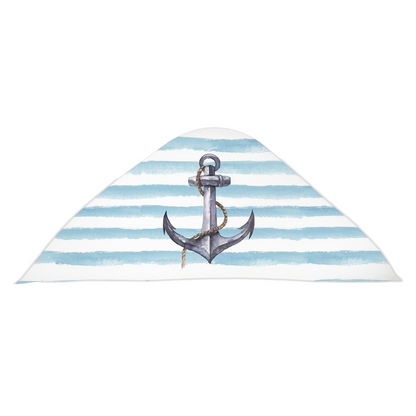 Striped Anchor Baby Towel, Nautical Baby Boy Towel -  Nautical Blue