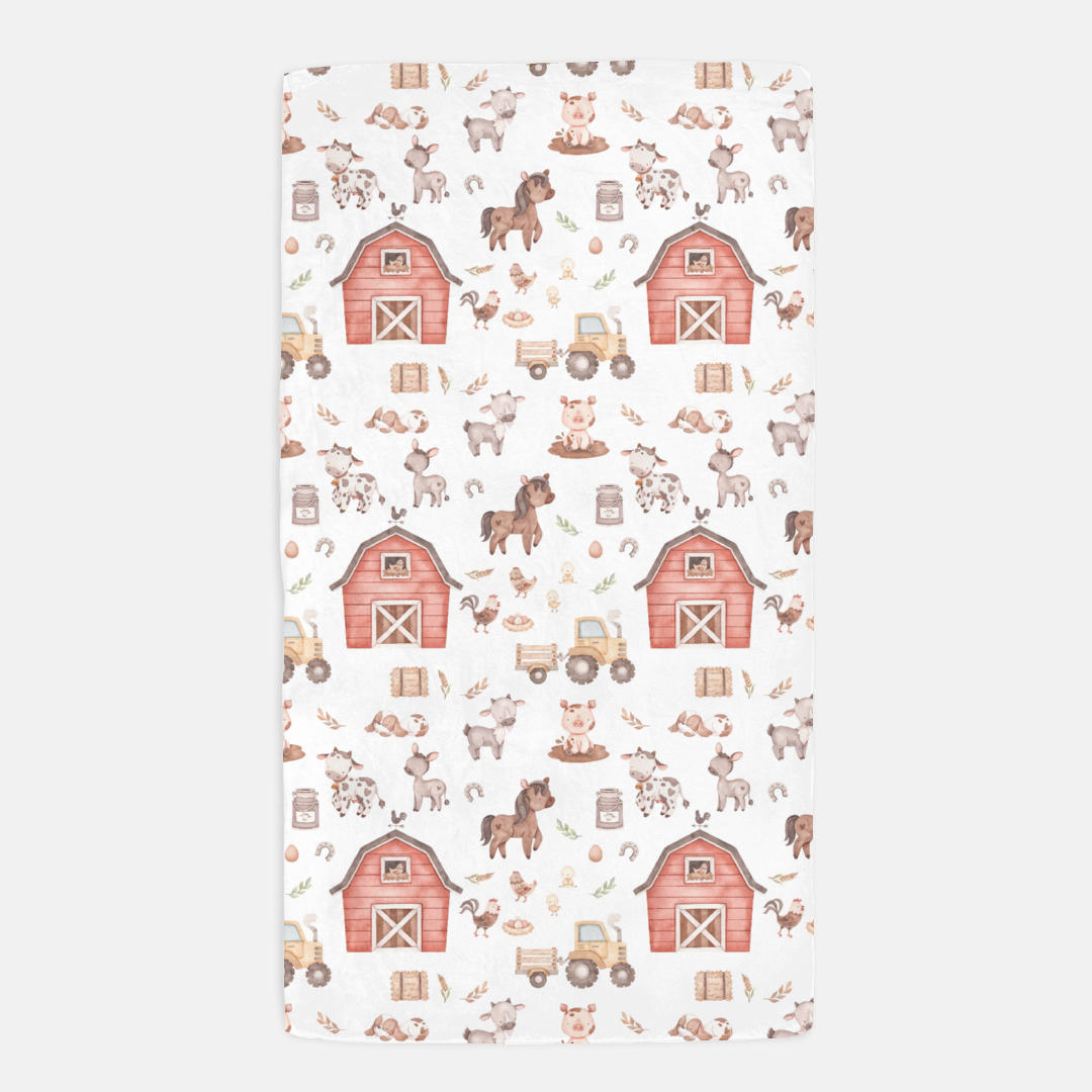 Farm Animals Crib Sheet, Barnyard Nursery Bedding - Lovely Farm