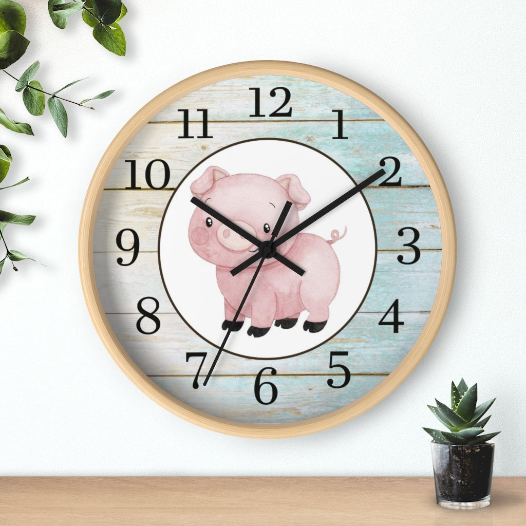 Pig Kids Wall Clock | Farm Nursery Decor