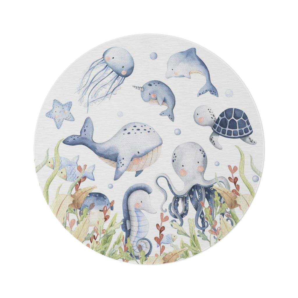 Under the sea Nursery Round Rug, Ocean Nursery Decor - Little Ocean