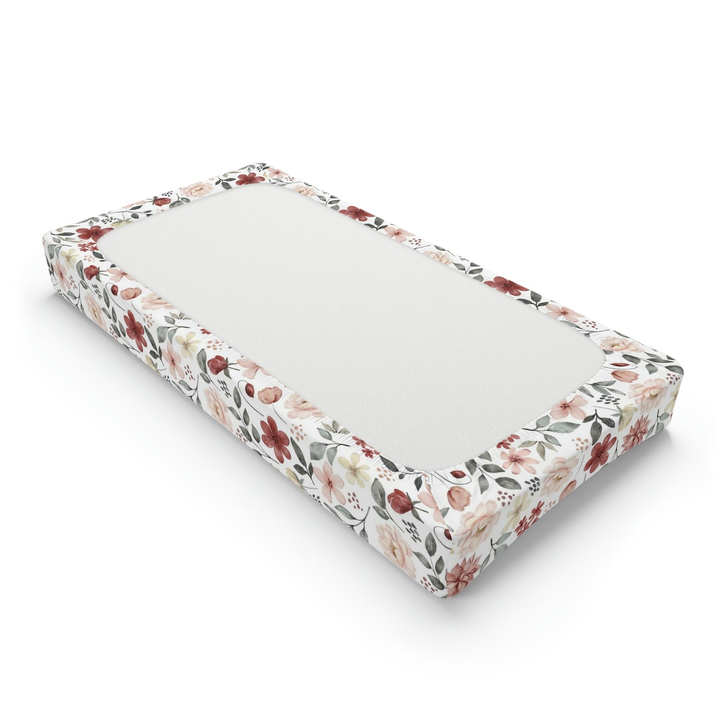 Peony changing pad cover, Floral nursery decor - Peonies garden