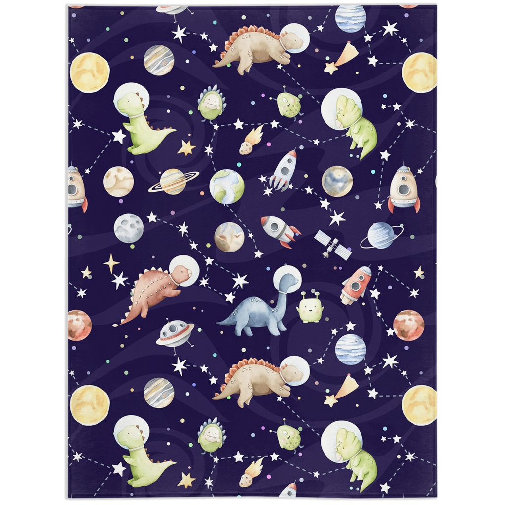 Dinosaurs Space Minky Blanket. Space Nursery Bedding