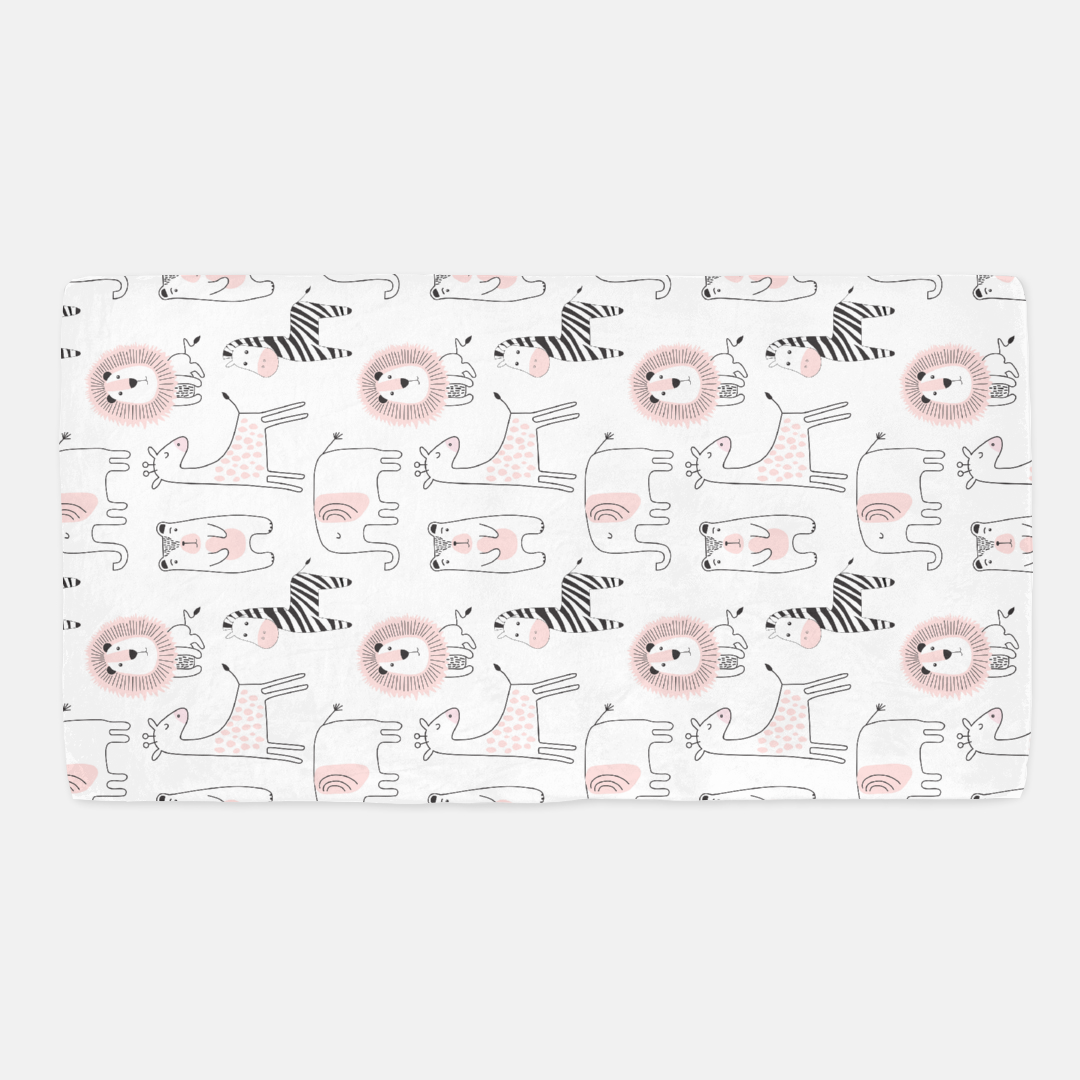 Pink Safari Minky Crib Sheet, Jungle Nursery Bedding