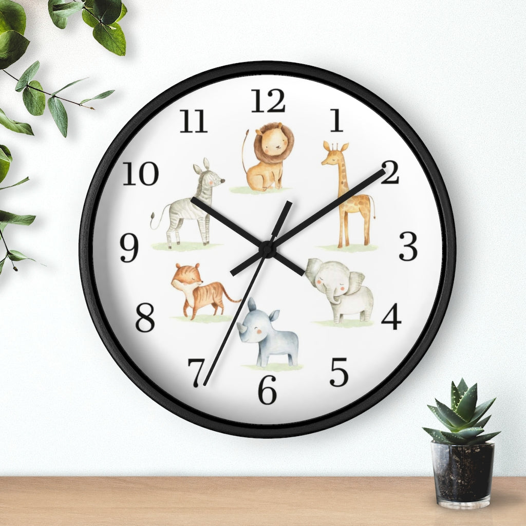 Safari animals clock, Jungle Nursery Decor - Baby Africa