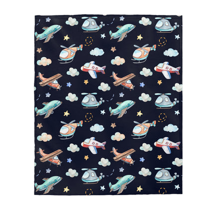 Airplane baby blanket, Airplanes nursery bedding - Night Flight