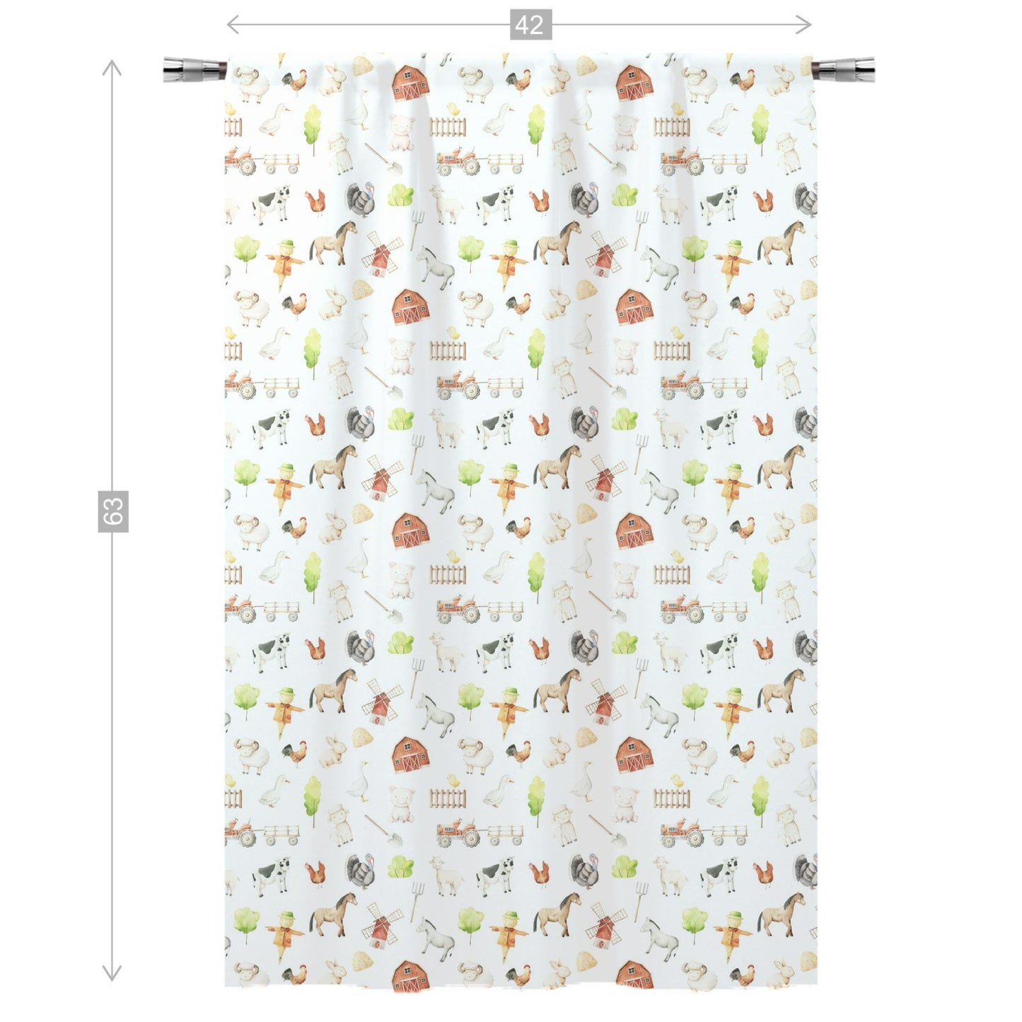 Farm Curtain, Single Panel, Farm nursery decor - Oliver's Ranch