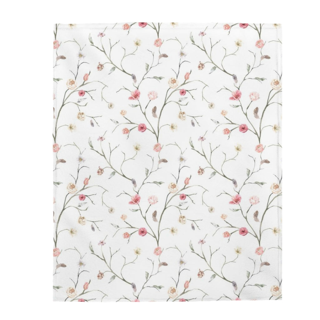 Boho Floral Blanket, Floral Nursery Bedding - Blush Wildflowers