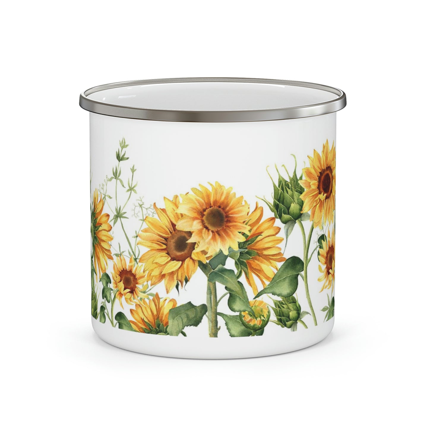 Sunflower Enamel Camping Mug, Sunflower mug