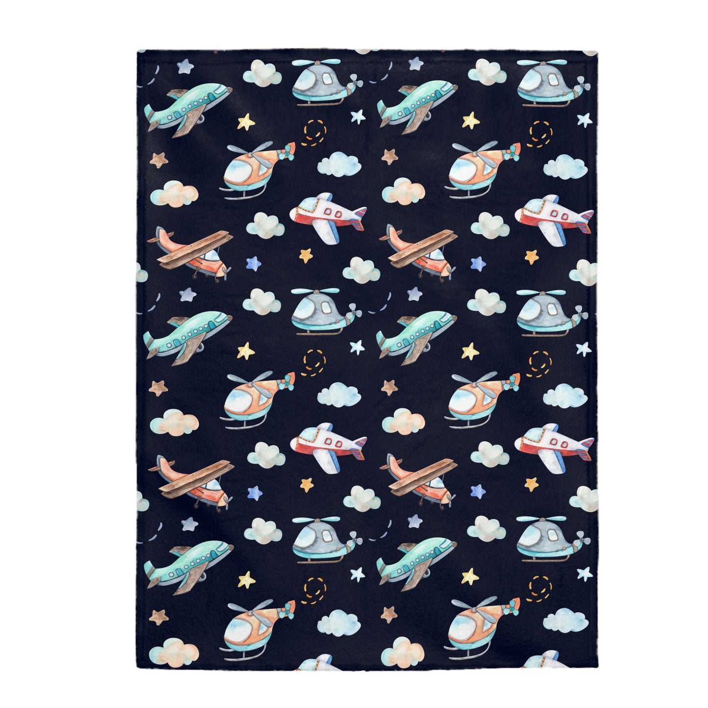 Airplane baby blanket, Airplanes nursery bedding - Night Flight