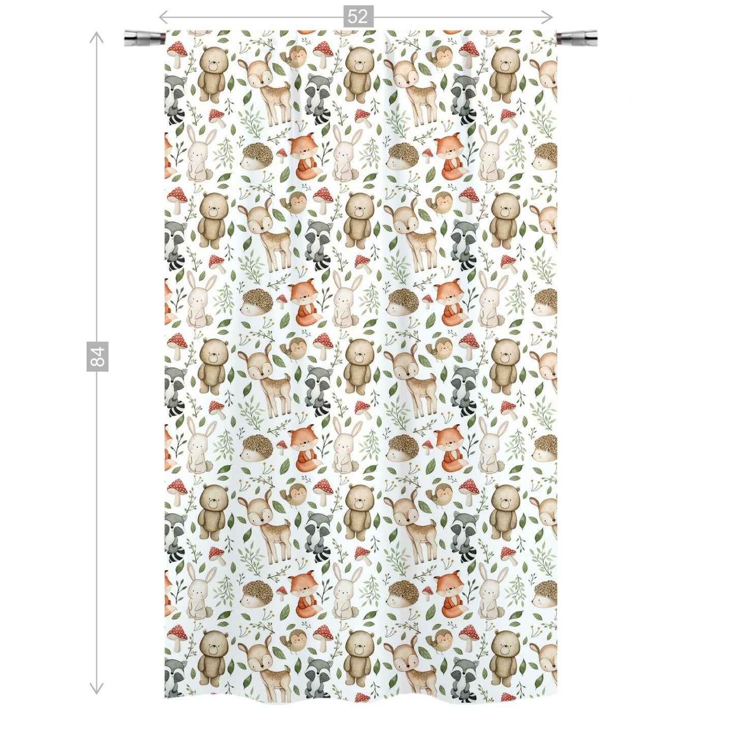 Forest Curtain, Single Panel, Woodland nursery decor - Magical Forest