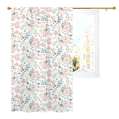 Pink Roses Curtain, Watercolor Floral curtain panels - Candy Rose