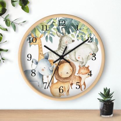 Safari animals kids wall clock, Jungle Nursery Decor - Baby Africa