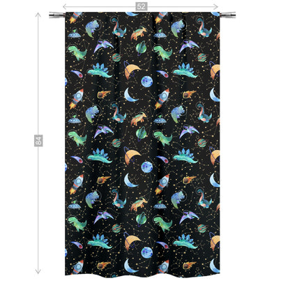 Dino Space Curtain single panel, Planets Nursery Decor