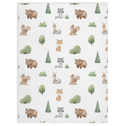 Woodland Animals Minky Blanket, Woodland Nursery Bedding - Tiny Woodland