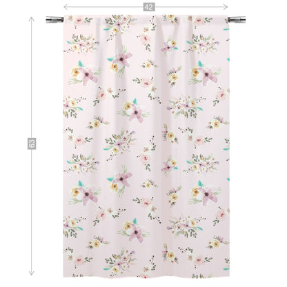 Pink Floral Curtains, Floral Nursery Decor - Forest Friends