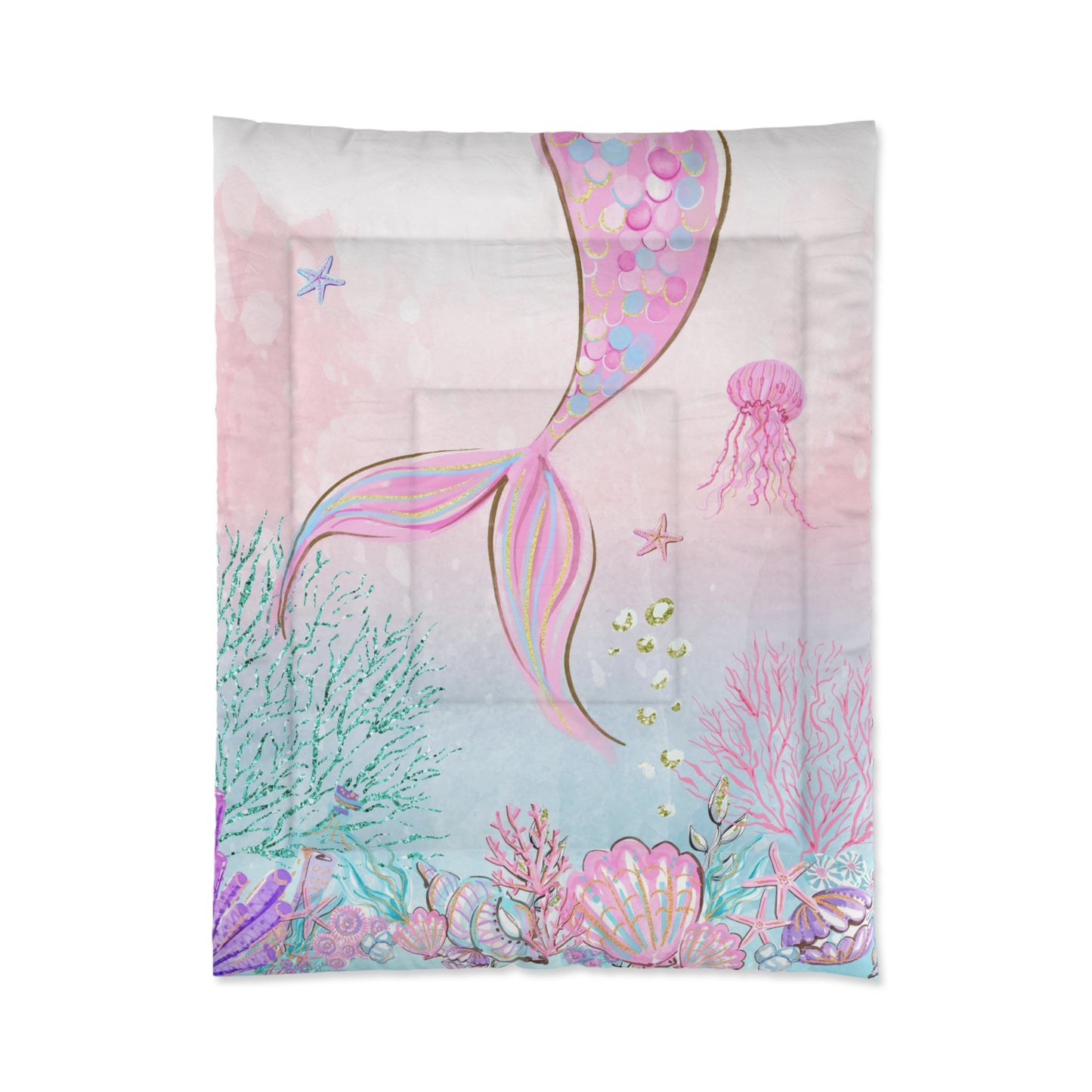 Mermaid Comforter, Twin Twin XL Queen King comforter for girls,  Mermaid crib bedding - Pink Mermaid