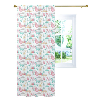 Pink dinosaur Curtain, Single Panel, Girl dinosaur nursery decor - Pink dinosaur