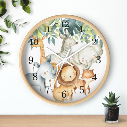 Safari animals kids wall clock, Jungle Nursery Decor - Baby Africa