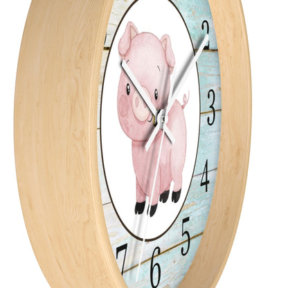 Pig Kids Wall Clock | Farm Nursery Decor