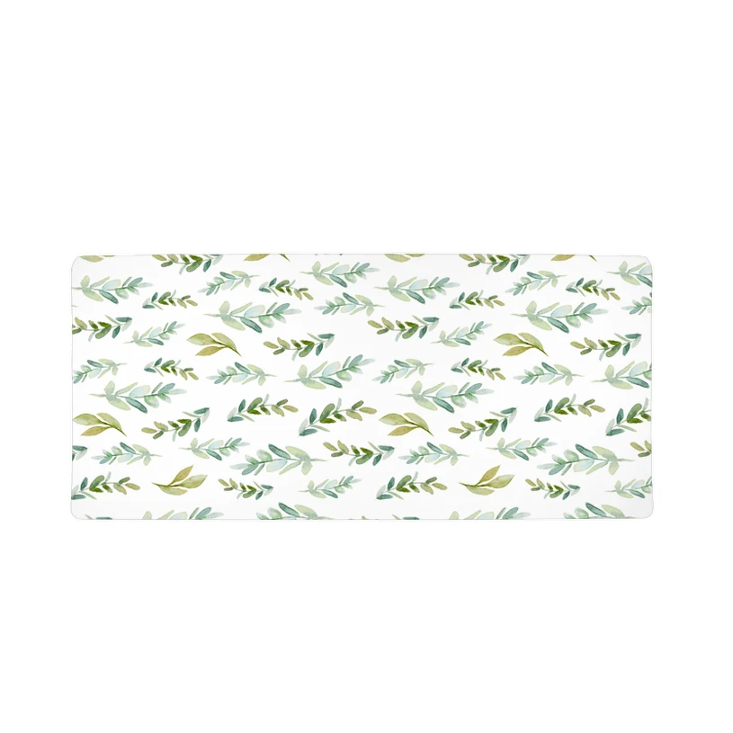 Greenery Leaves Changing Pad Cover, Neutral Nature Nursery Decor - Pastel Garden