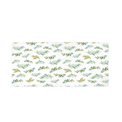 Greenery Leaves Changing Pad Cover, Neutral Nature Nursery Decor - Pastel Garden