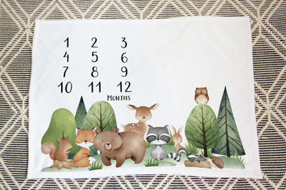 Personalized Woodland Animals Milestone - Woodland Nursery Bedding - TiW