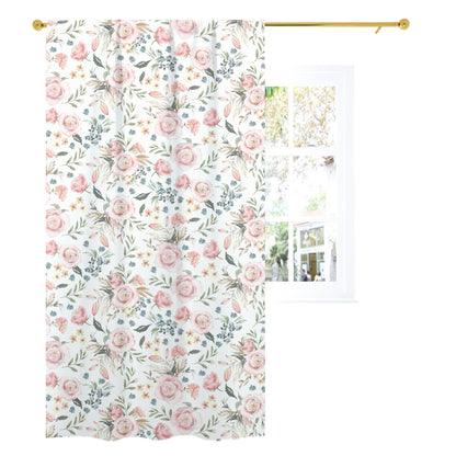 Pink Roses Curtain, Watercolor Floral curtain panels - Candy Rose