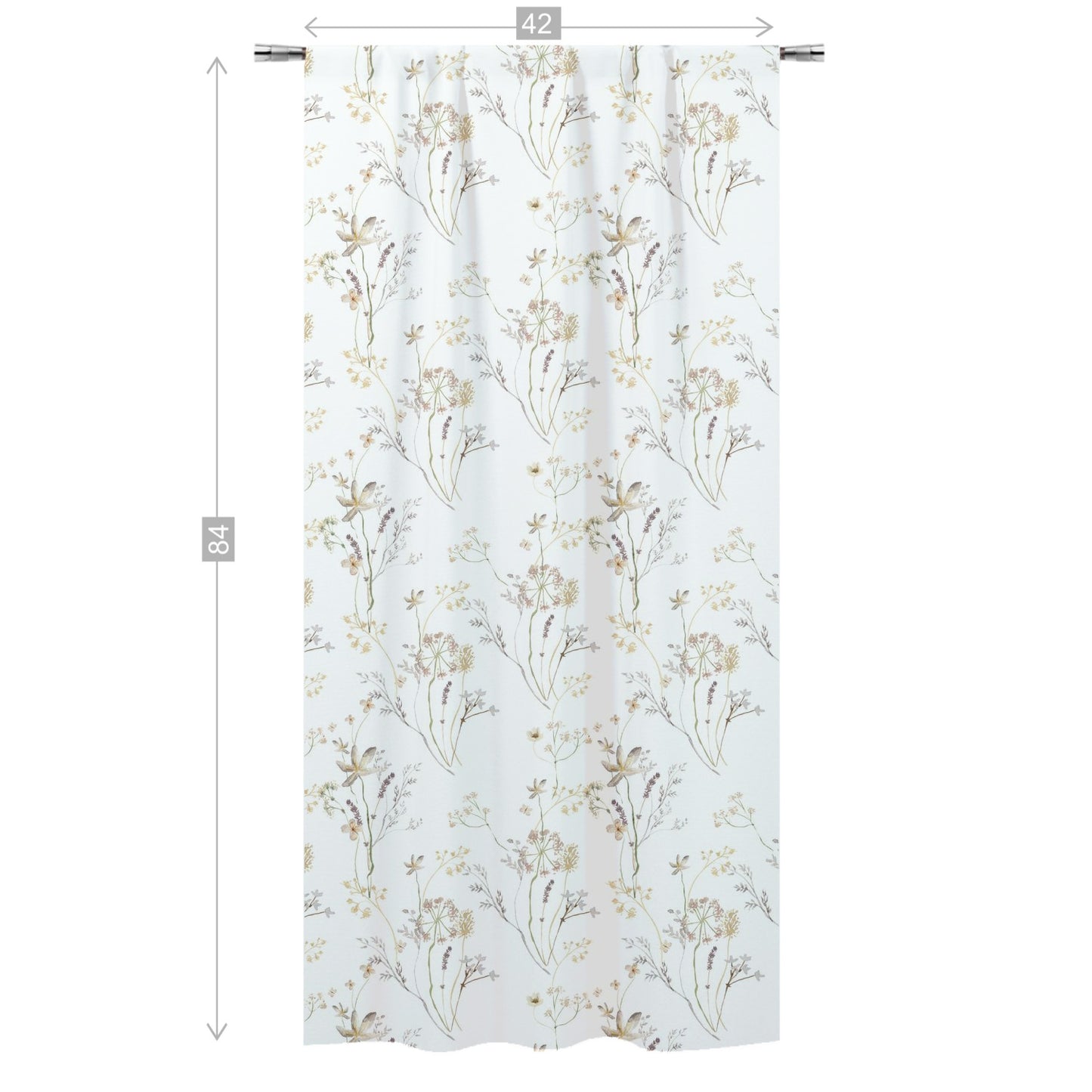 Cream Wildflower curtains, Wild Flowers Nursery Decor - Mustard Wildflowers