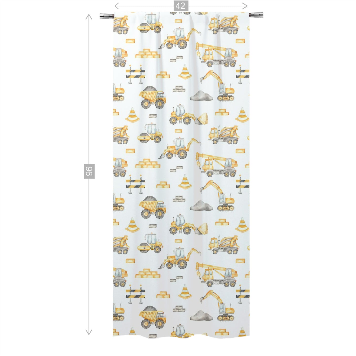 Construction truck curtain single panel, Construction nursery decor - Under Construction